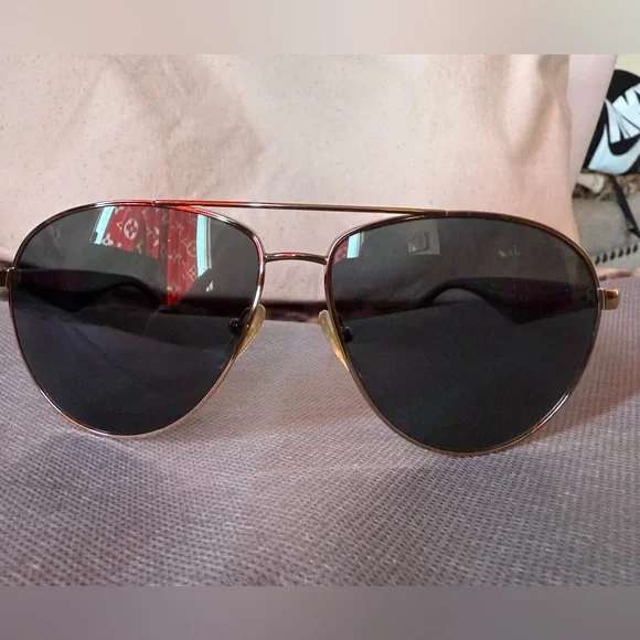 Prada polarized gold Aviator Sunglasses NIB Prada Polarized SPR63X ZNV03R Gold Aviator Metal  main image 4